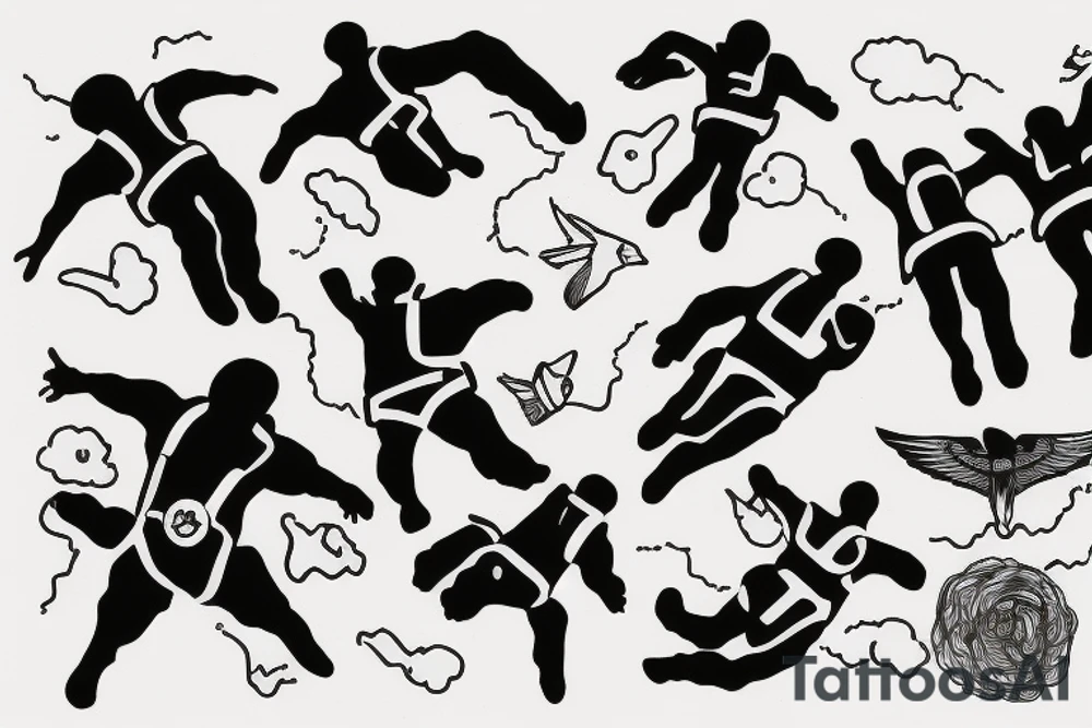 Two people skydiving the world tattoo idea