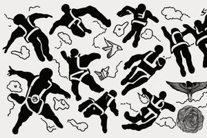 Two people skydiving the world tattoo idea