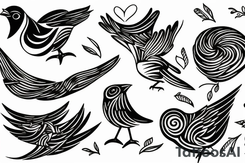 family birds tattoo idea