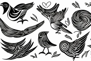 family birds tattoo idea