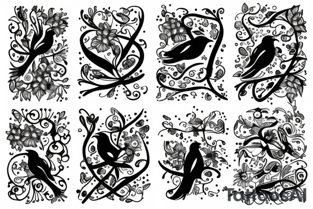 family birds tattoo idea