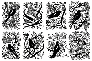 family birds tattoo idea