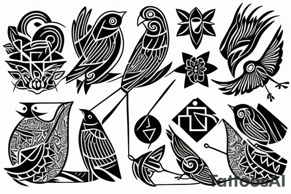 family birds tattoo idea