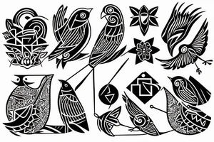 family birds tattoo idea