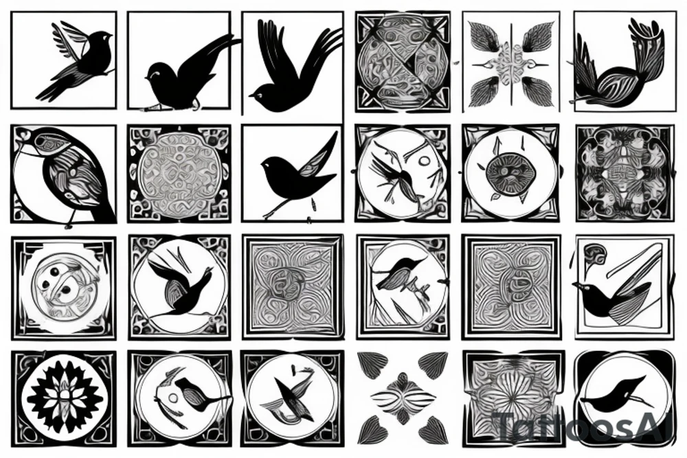 family birds tattoo idea