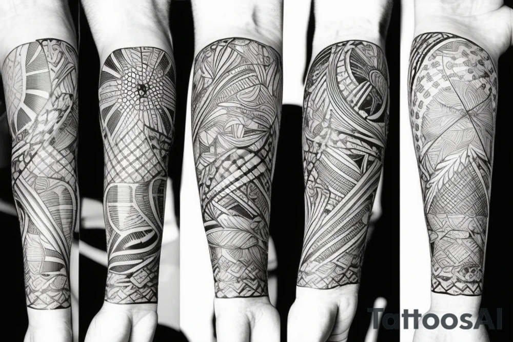 family birds arm sleeve tattoo idea