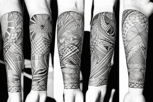 family birds arm sleeve tattoo idea