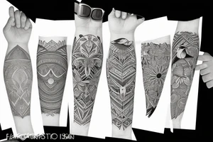 family birds arm sleeve tattoo idea