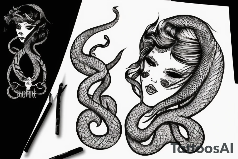 girl with snakes in hair tattoo idea