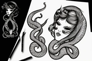 girl with snakes in hair tattoo idea