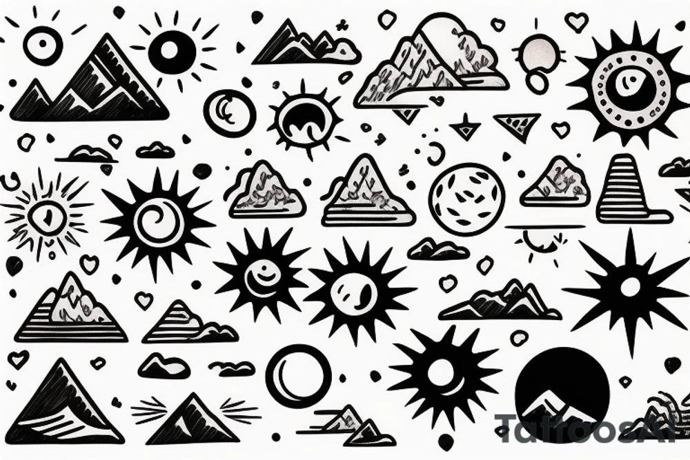 Mountains with sun tattoo idea