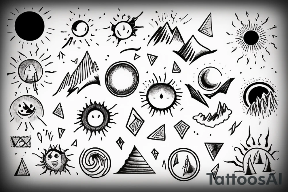 Mountains with sun tattoo idea