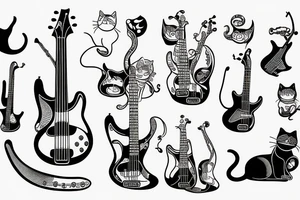 cat playing bass guitar tattoo idea