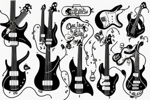 a cat playing bass guitar tattoo idea