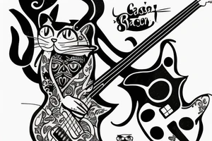 a cat playing bass guitar tattoo idea