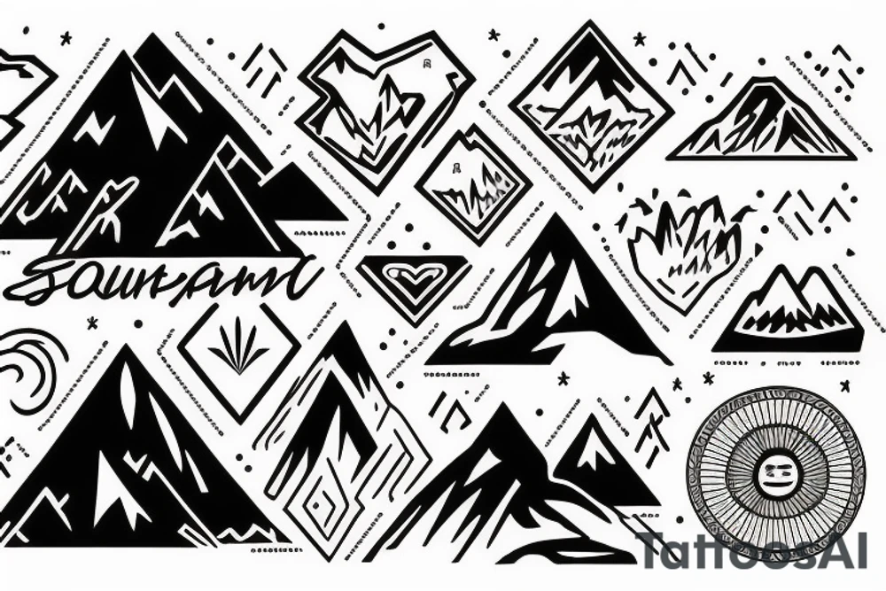 a mountain with a sunset tattoo idea