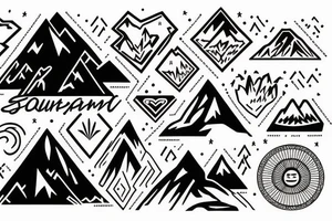 a mountain with a sunset tattoo idea