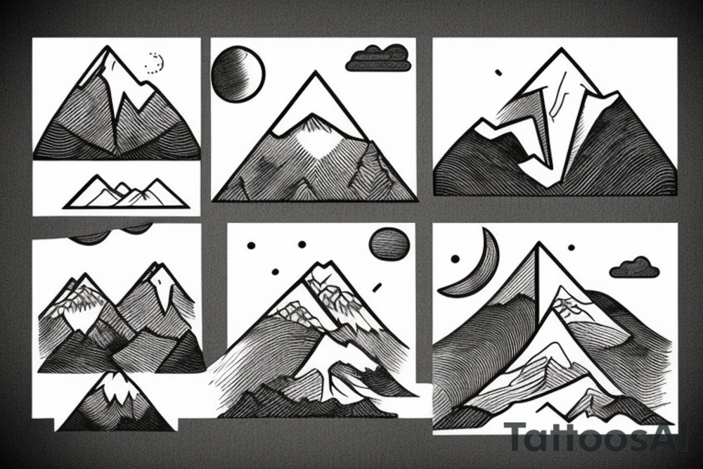 a mountain with a sunset tattoo idea
