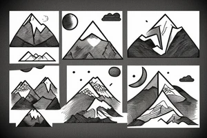 a mountain with a sunset tattoo idea