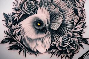 Black crow and Barn white owl tattoo idea