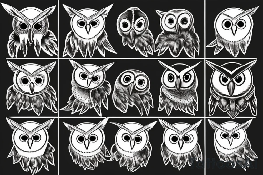 Black crow and Barn white owl tattoo idea