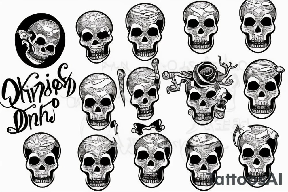 3 skeletons drinking together tattoo idea