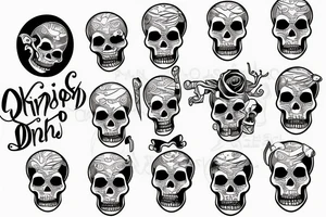 3 skeletons drinking together tattoo idea