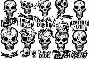 3 skeletons drinking together tattoo idea