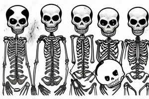 Three skeletons drinking together tattoo idea
