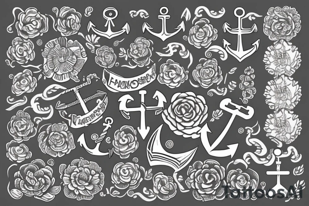 Anchor and flower tattoo idea