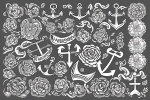 Anchor and flower tattoo idea