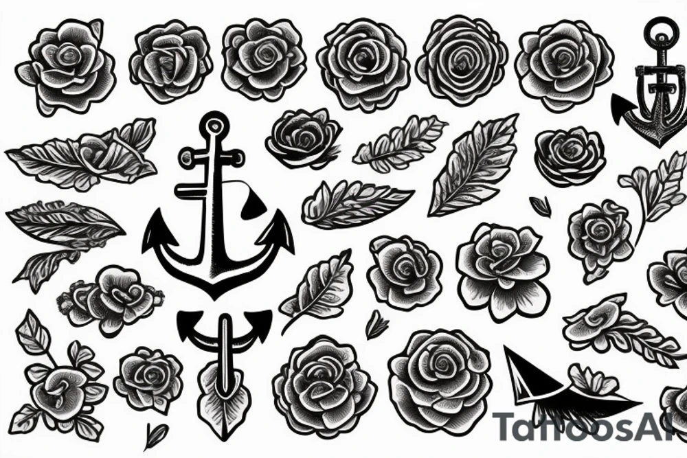 Anchor and flower tattoo idea