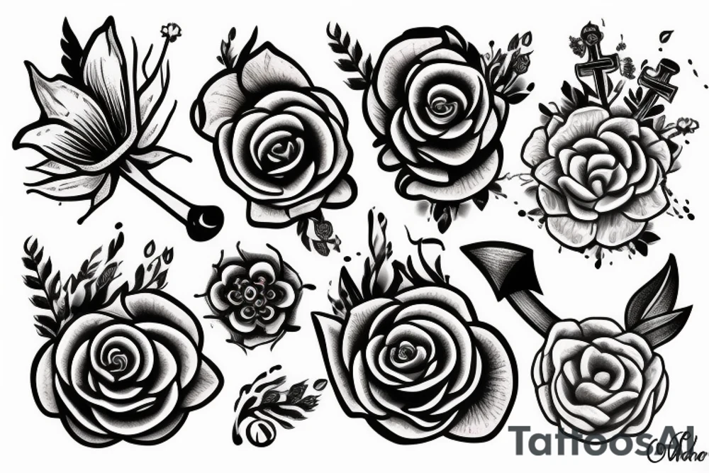Anchor and flower tattoo idea