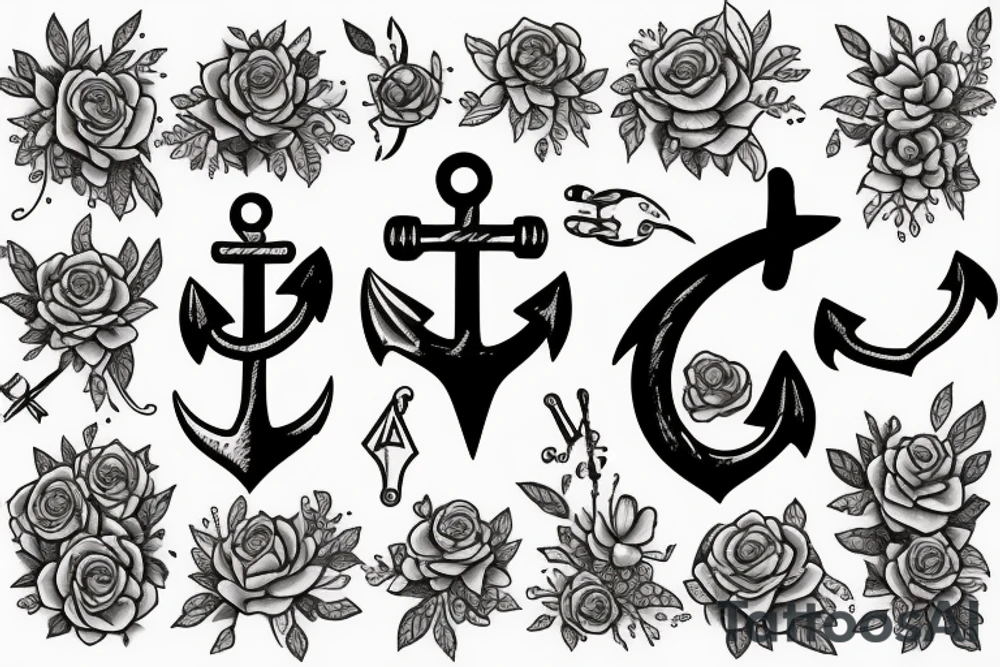 Anchor and flower tattoo idea