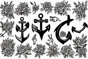 Anchor and flower tattoo idea
