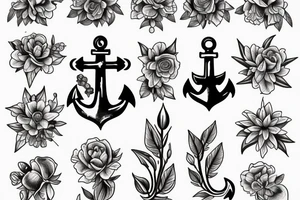 Navy Anchor and flower tattoo idea
