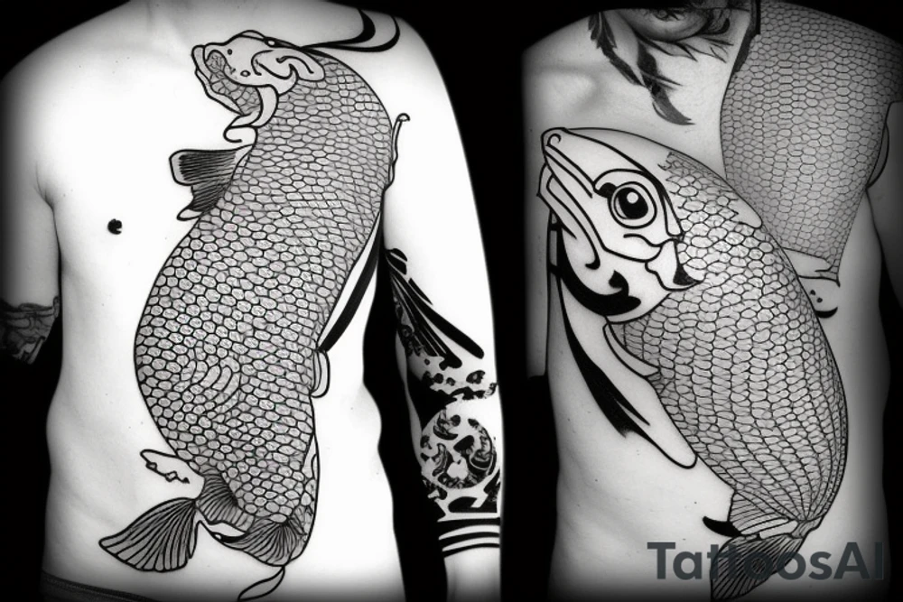 Koi fish with graffiti tattoo idea