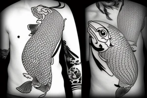 Koi fish with graffiti tattoo idea