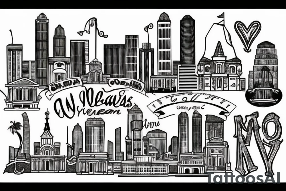 New Orleans skyline tattoo idea