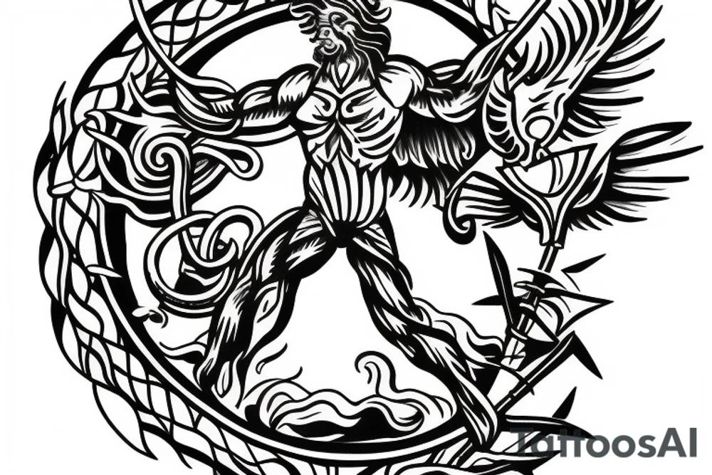 poseidon trident to the forearm tattoo idea