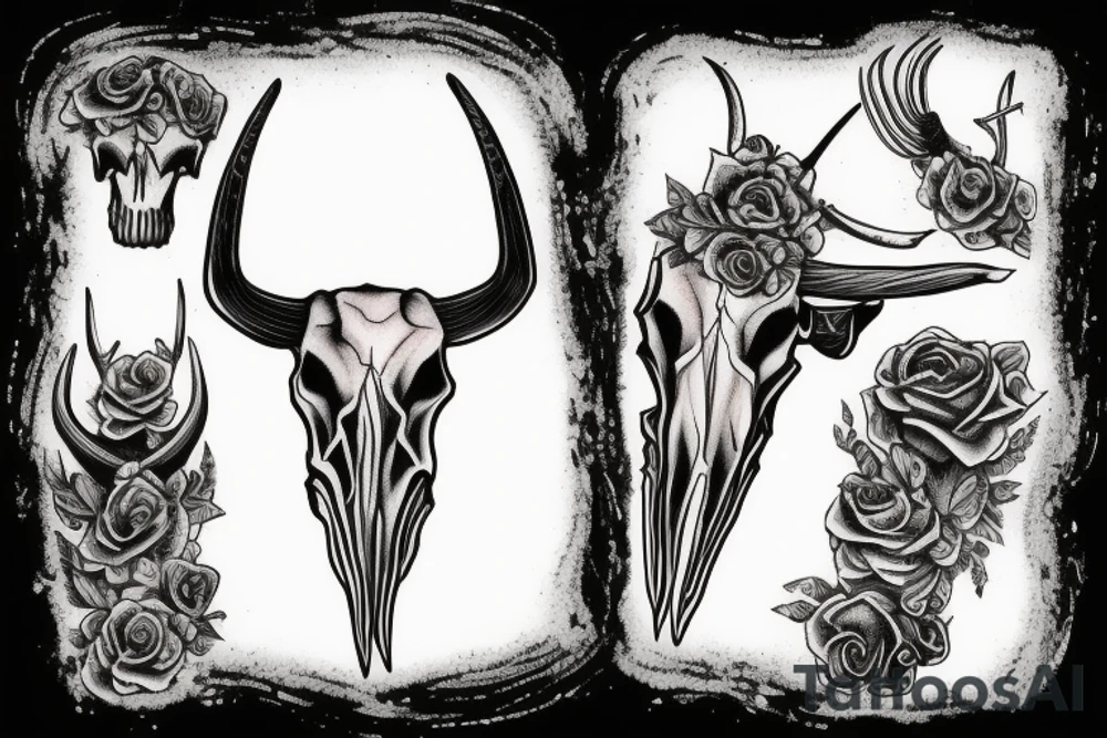 Longhorn skull tattoo idea