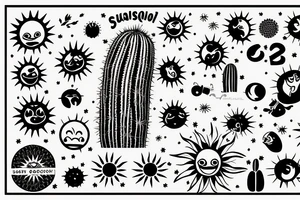 saguaro cactus with a sun in the background tattoo idea