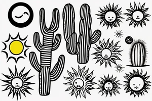 saguaro cactus with a sun in the background tattoo idea