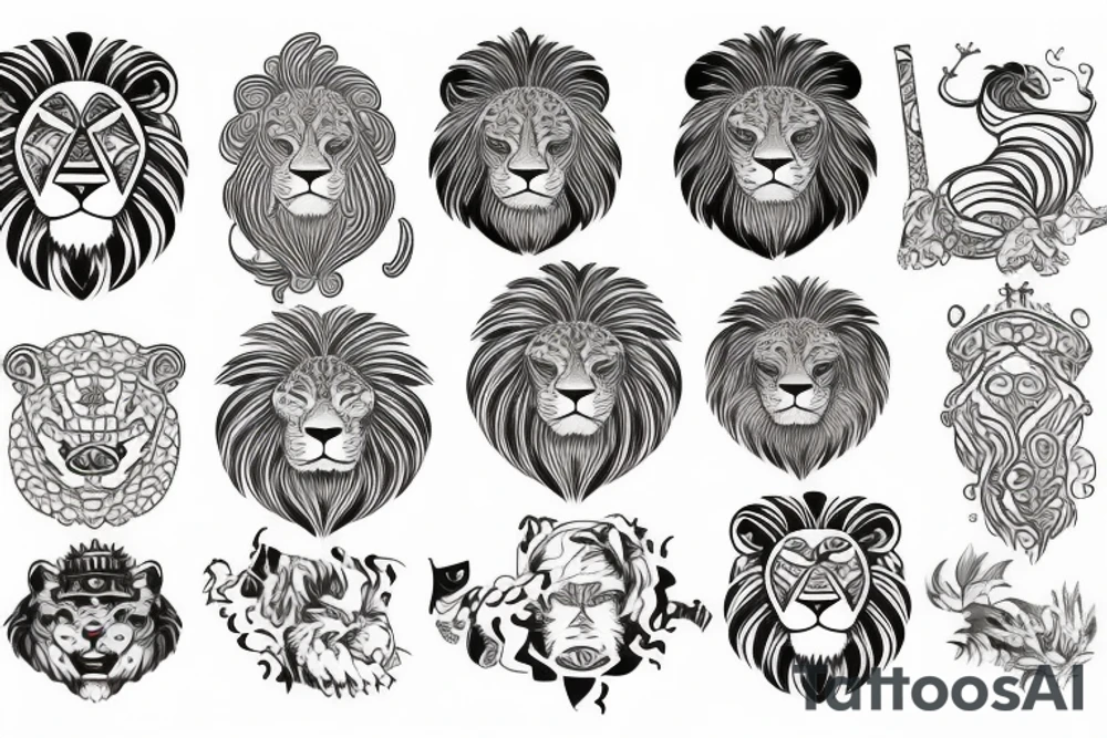 Japanese and nordic style lion tattoo idea