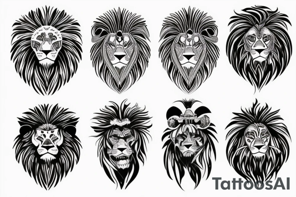Japanese and nordic style lion tattoo idea