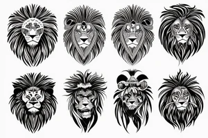 Japanese and nordic style lion tattoo idea