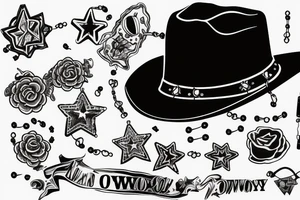 Cowboy hat with a rosary tattoo idea