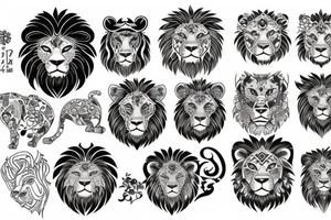 Japanese style lion mixed with nordic style lion tattoo idea