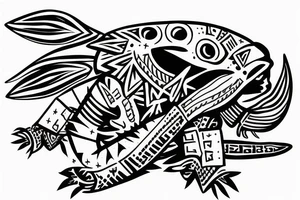 Aztec axolotl warrior tattoo idea