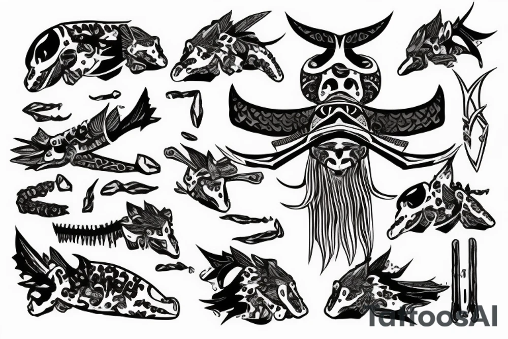 Aztec axolotl warrior tattoo idea